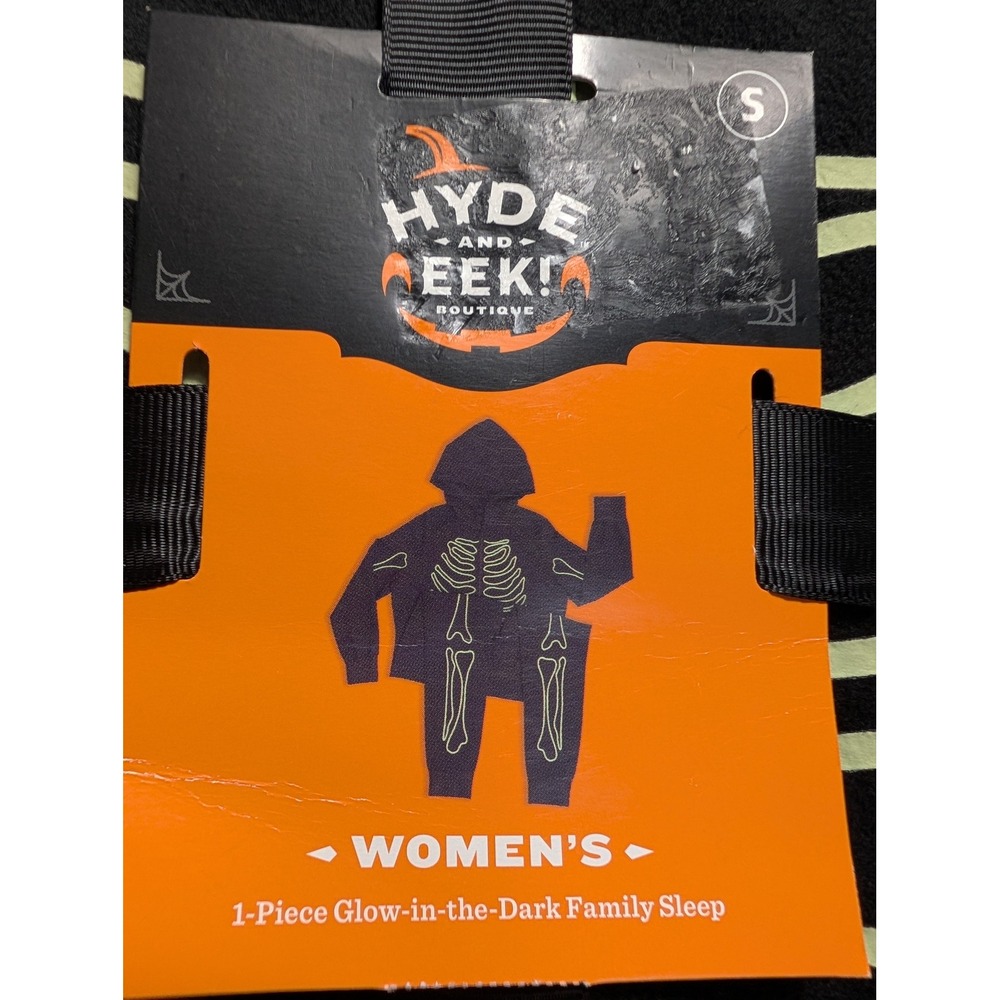 Hyde and Eek Womens Glow in the Dark Skeleton Pajama Jumpsuit Black Small NWT
